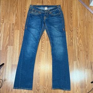 True Religion Indigo Jeans with Orange Stitching